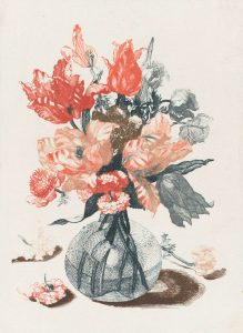 a painting of a vace with flowers